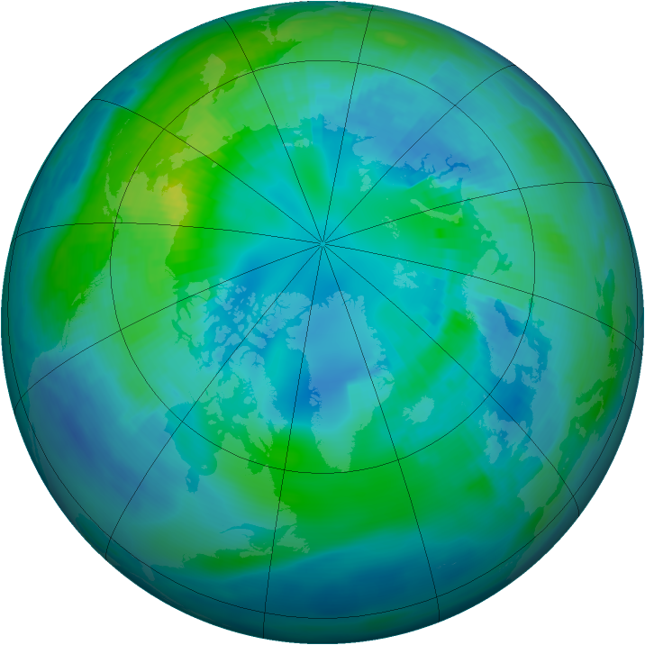 Arctic ozone map for 12 October 1996